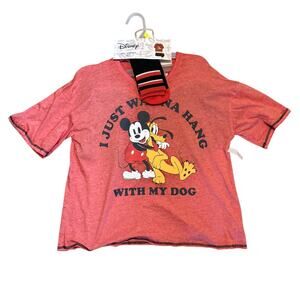 Disney Mickey Mouse Pluto Just Wanna Hang W/My Dog Pajama Set Large